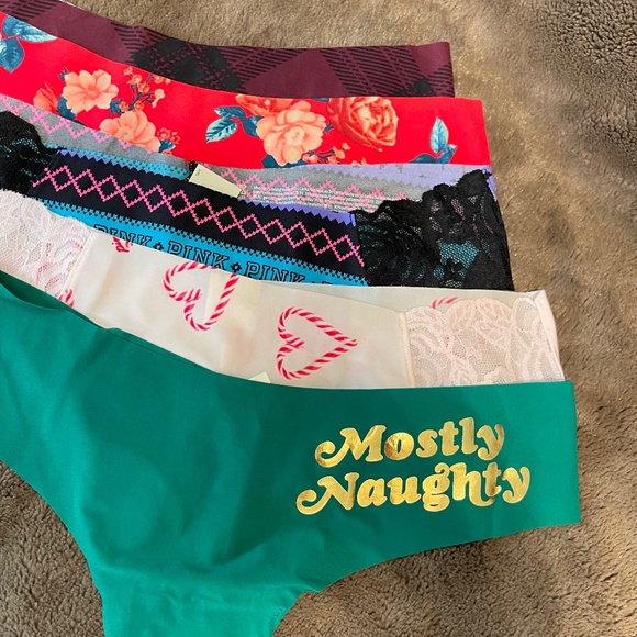 Pink Christmas thong/string size L  5 pieces - Picture 2 of 3